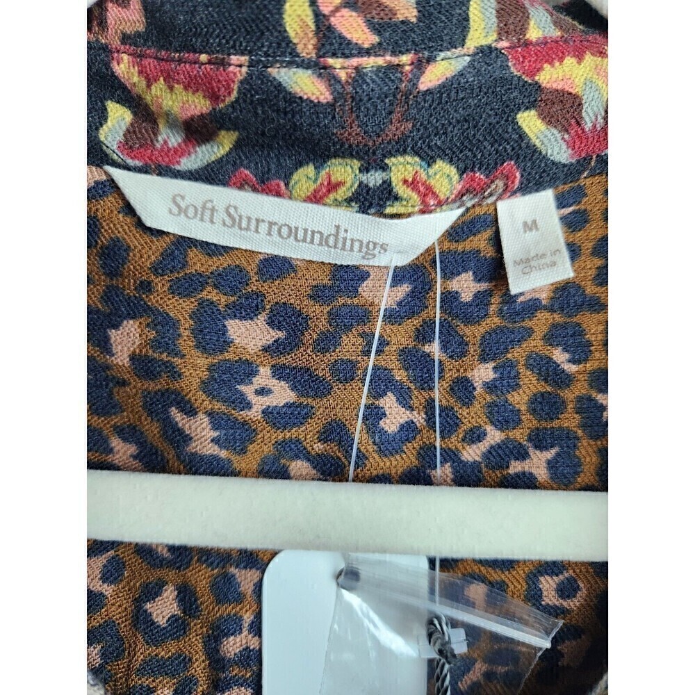 Soft Surroundings Icon Print Mix Tunic Shirt Black Thrush Sz M NWT *Flawed* - Picture 7 of 14